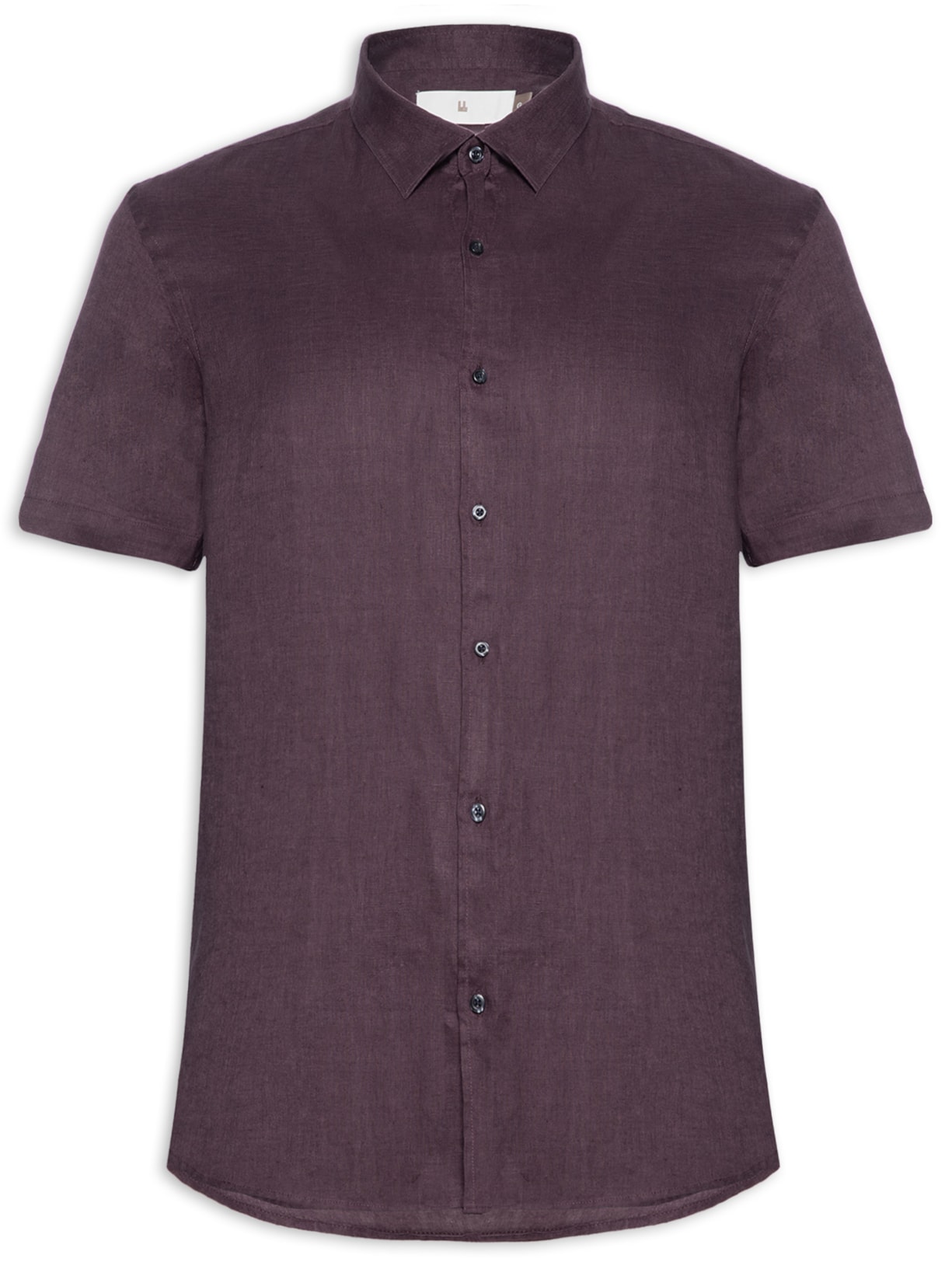 Camisa Masculina Manga Curta Linho Oceano - Vinho