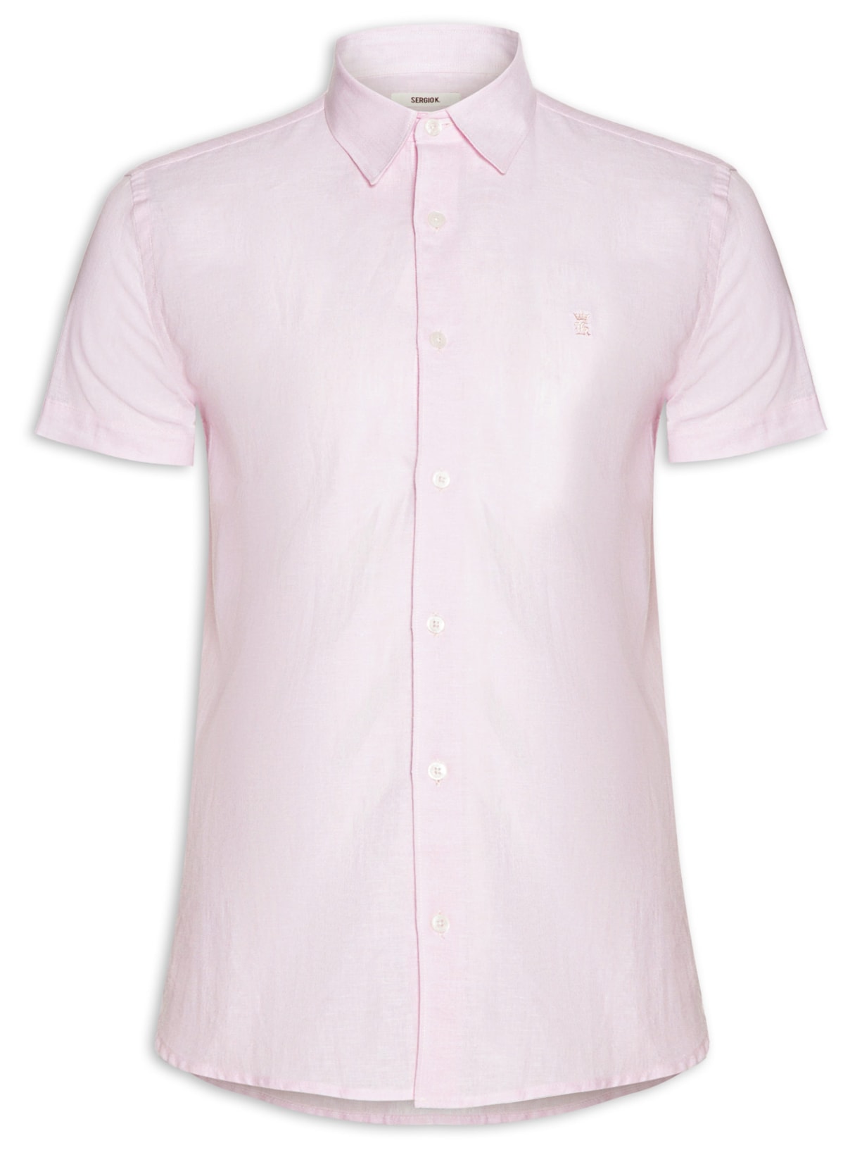Camisa Masculina Manga Curta Linho - Rosa