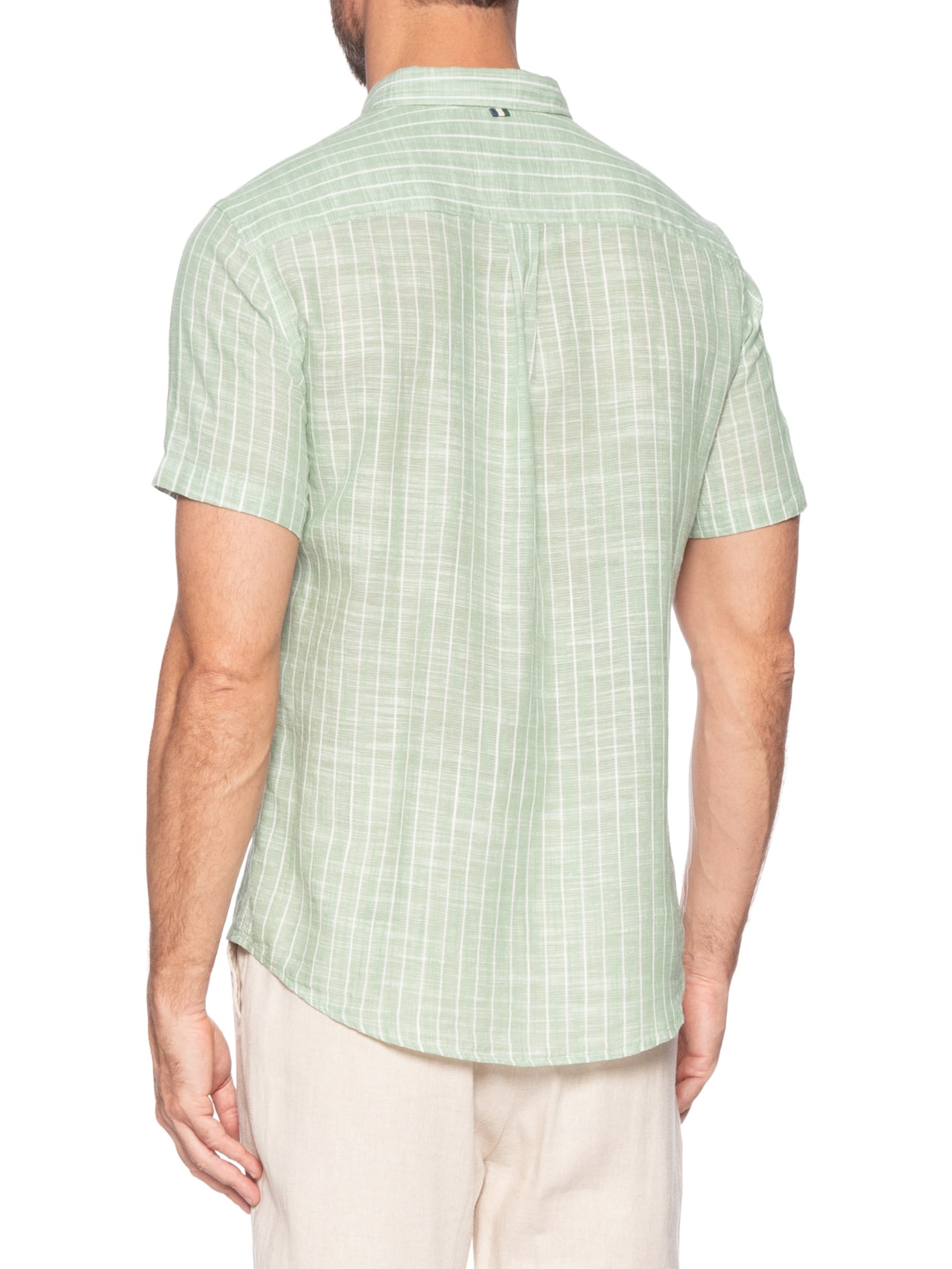 Camisa Masculina Manga Curta Linho Sun Verde Reserva