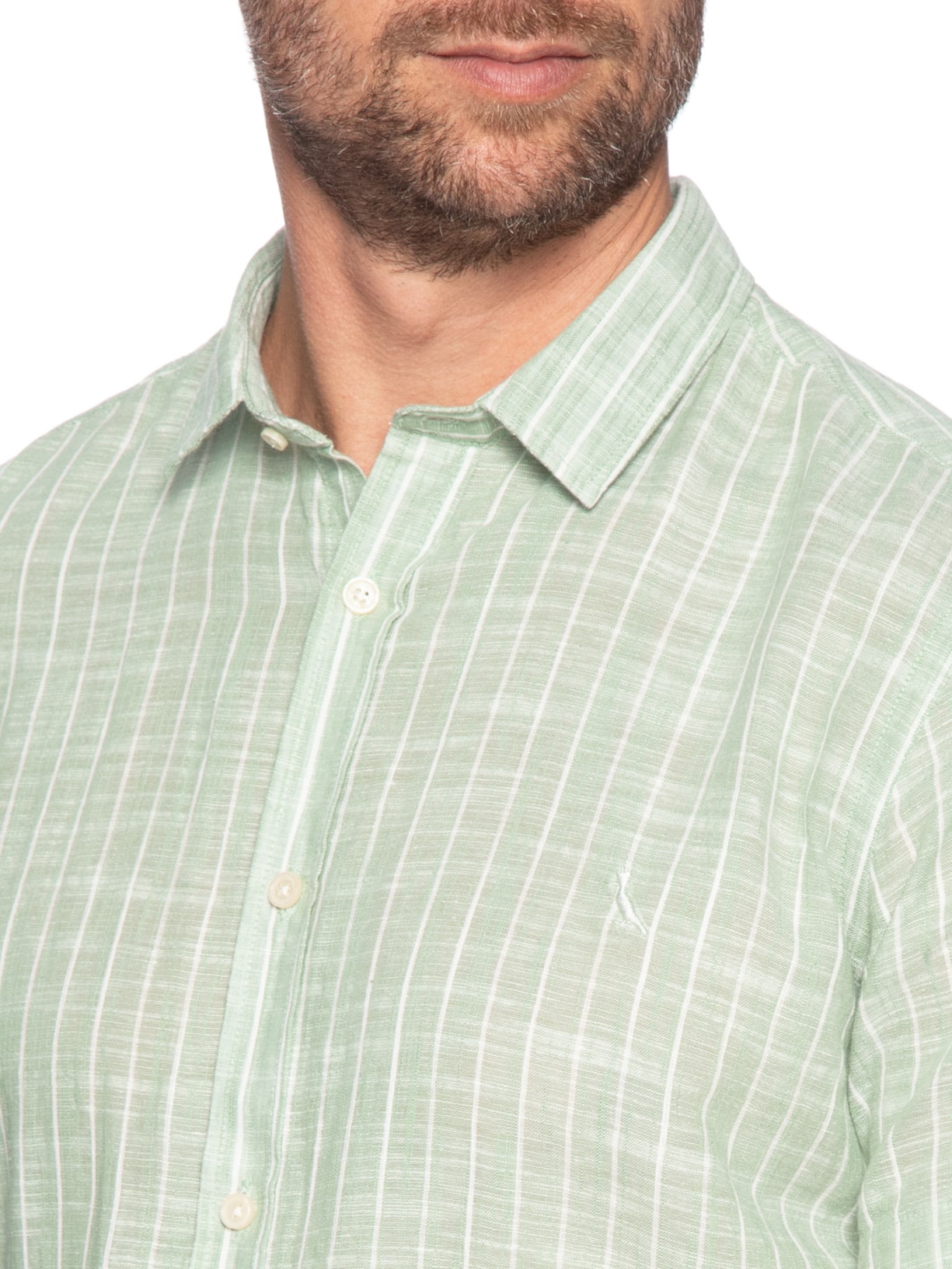 Camisa Masculina Manga Curta Linho Sun Verde Reserva