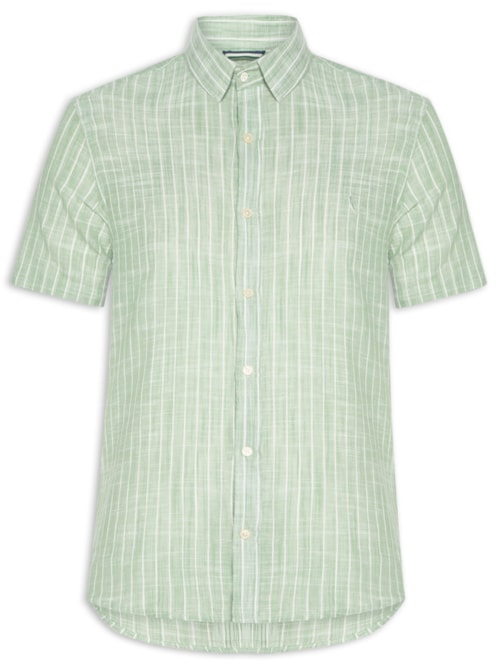 Camisa Masculina Manga Curta Linho Sun - Verde