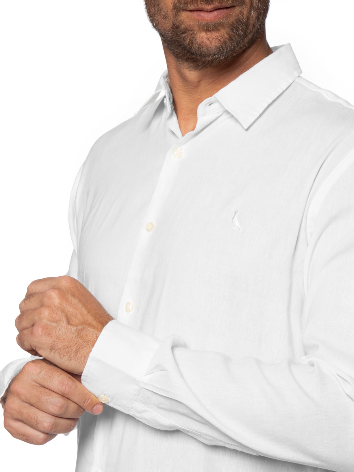 Camisa Masculina Manga Curta Linho Tech Branco Reserva