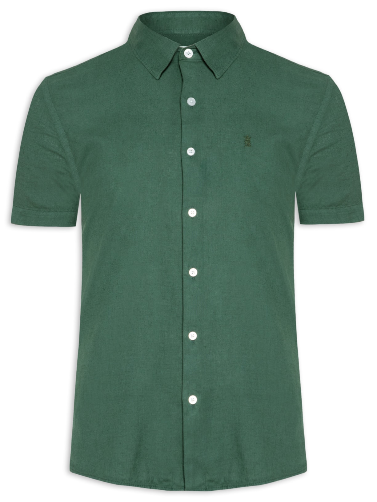Camisa Masculina Manga Curta Linho - Verde