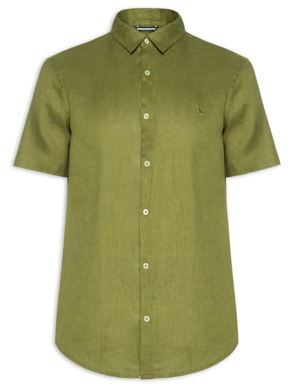 Camisa Masculina Manga Curta Linho - Verde