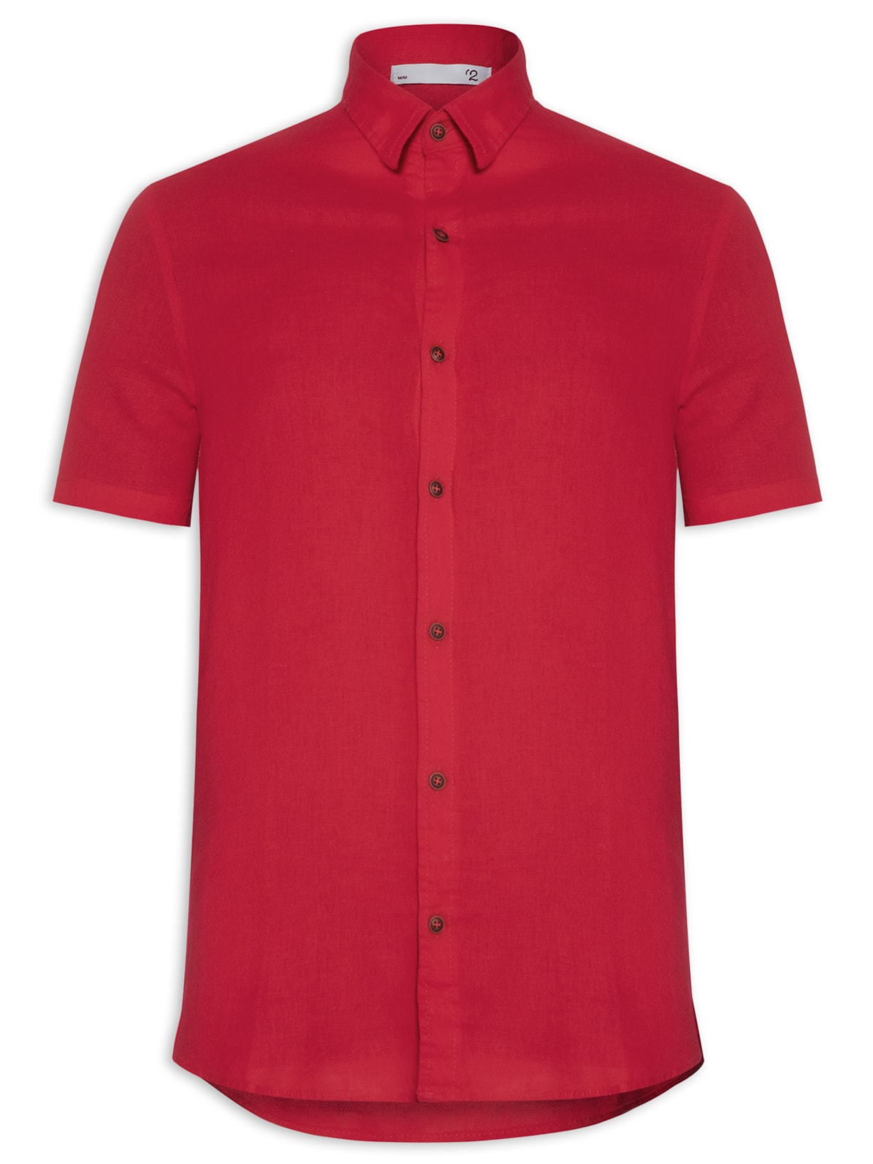 Camisa Masculina Manga Curta Linho - Vermelho