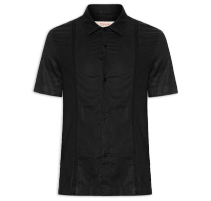 Camisa Masculina Manga Curta Linnen Marau - Preto