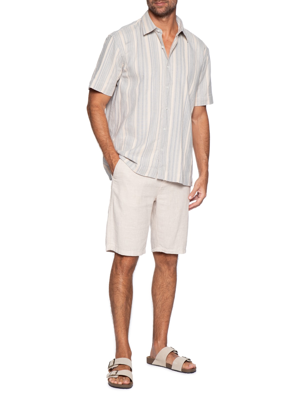 Camisa Masculina Manga Curta Listra Náutica Off White Foxton