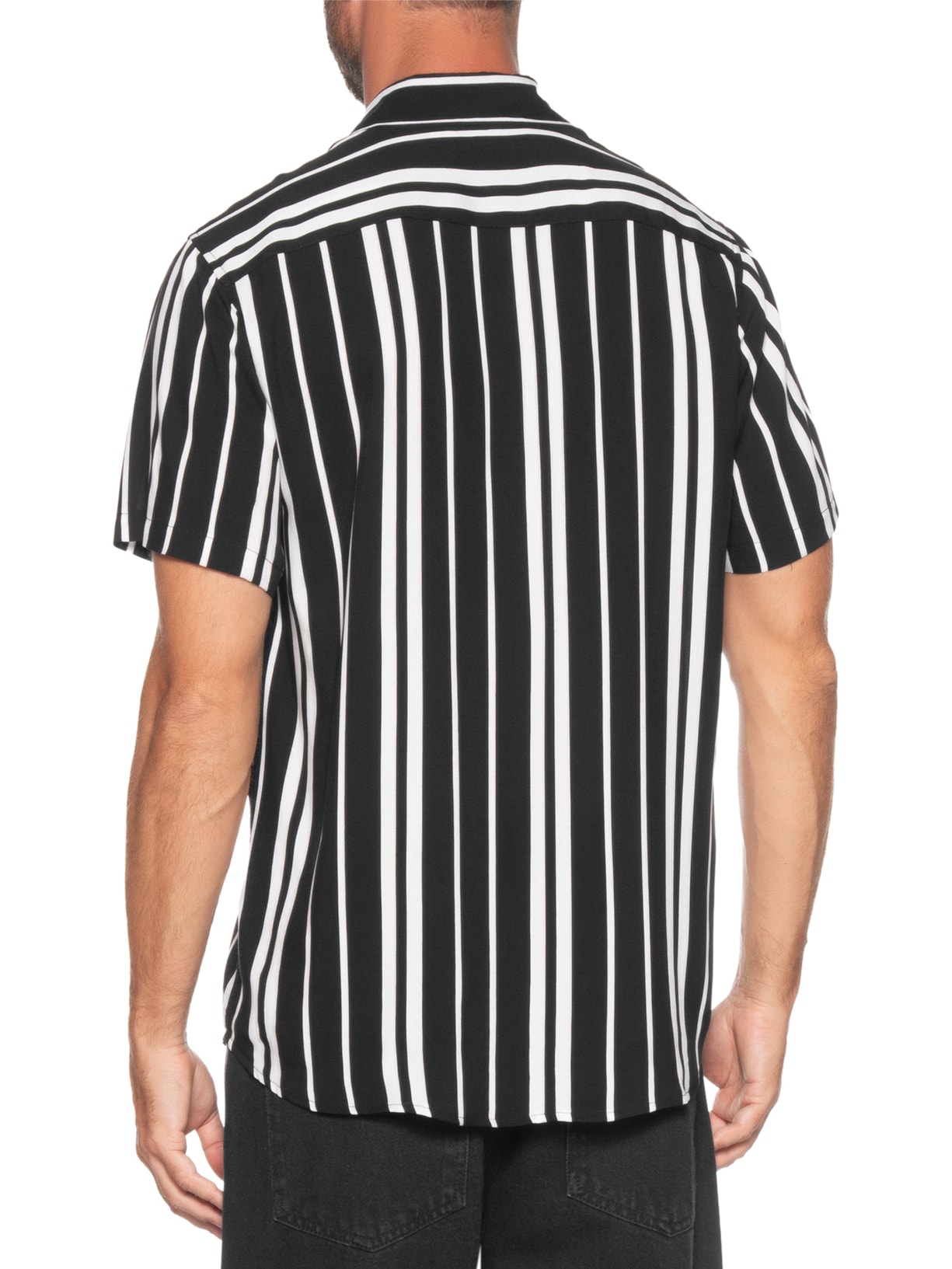 Camisa Masculina Manga Curta Listrada Preto Basiq Men