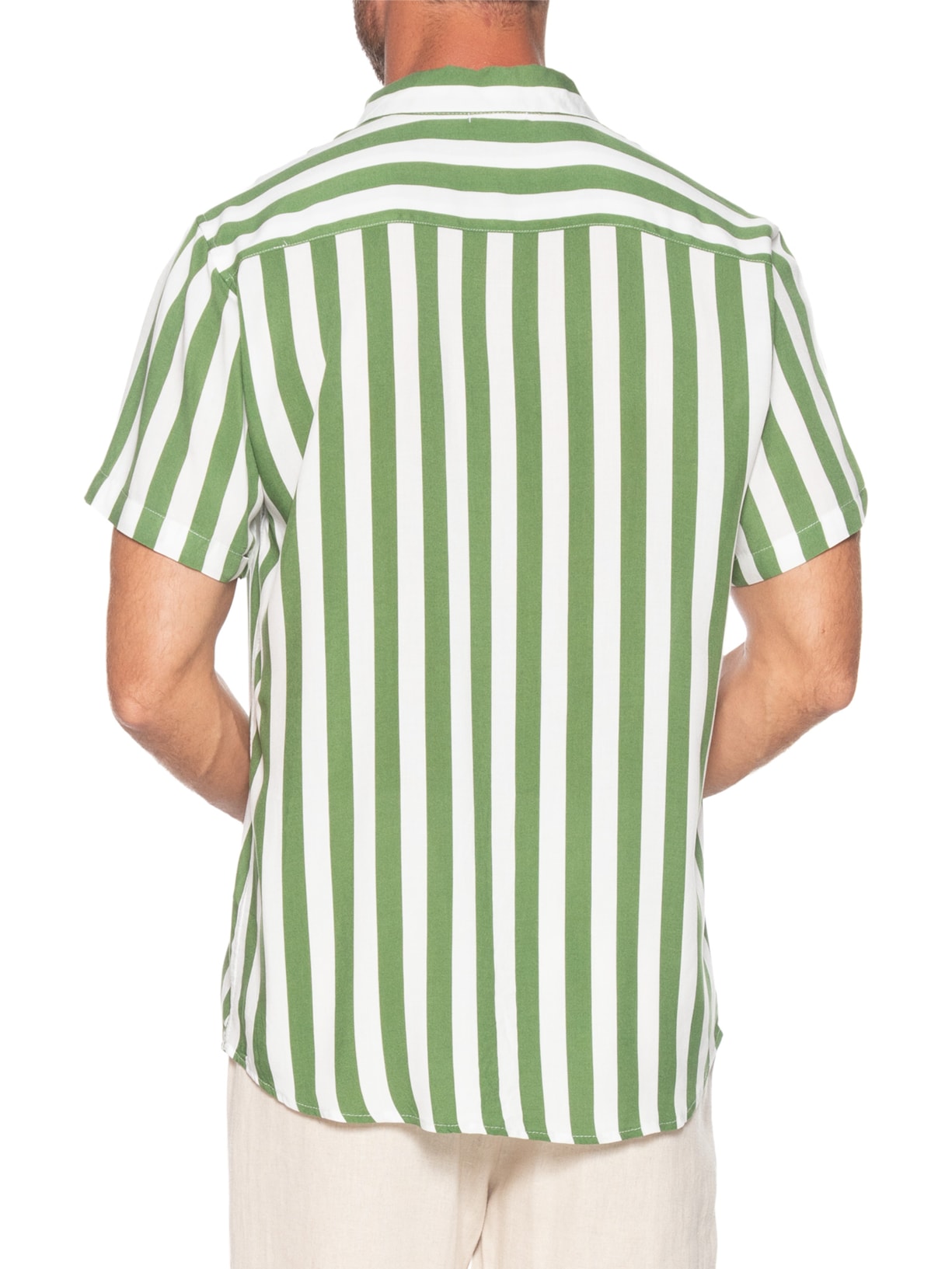 Camisa Masculina Manga Curta Listrada Verde Basiq Men