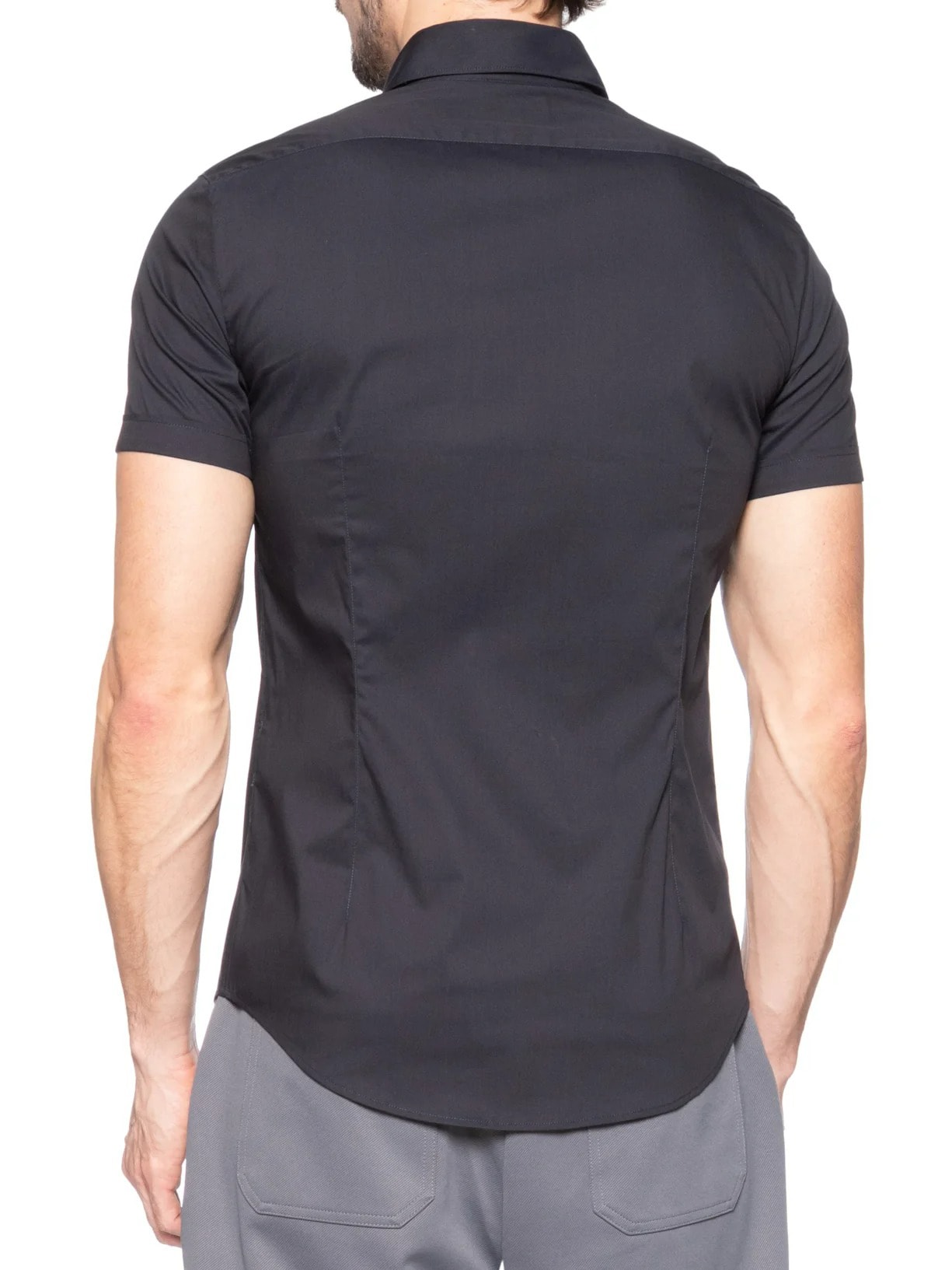 Camisa Masculina Manga Curta Logo Azul Emporio Armani