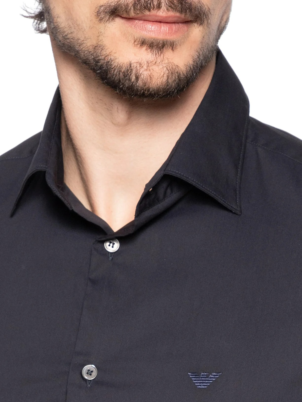 Camisa Masculina Manga Curta Logo Azul Emporio Armani