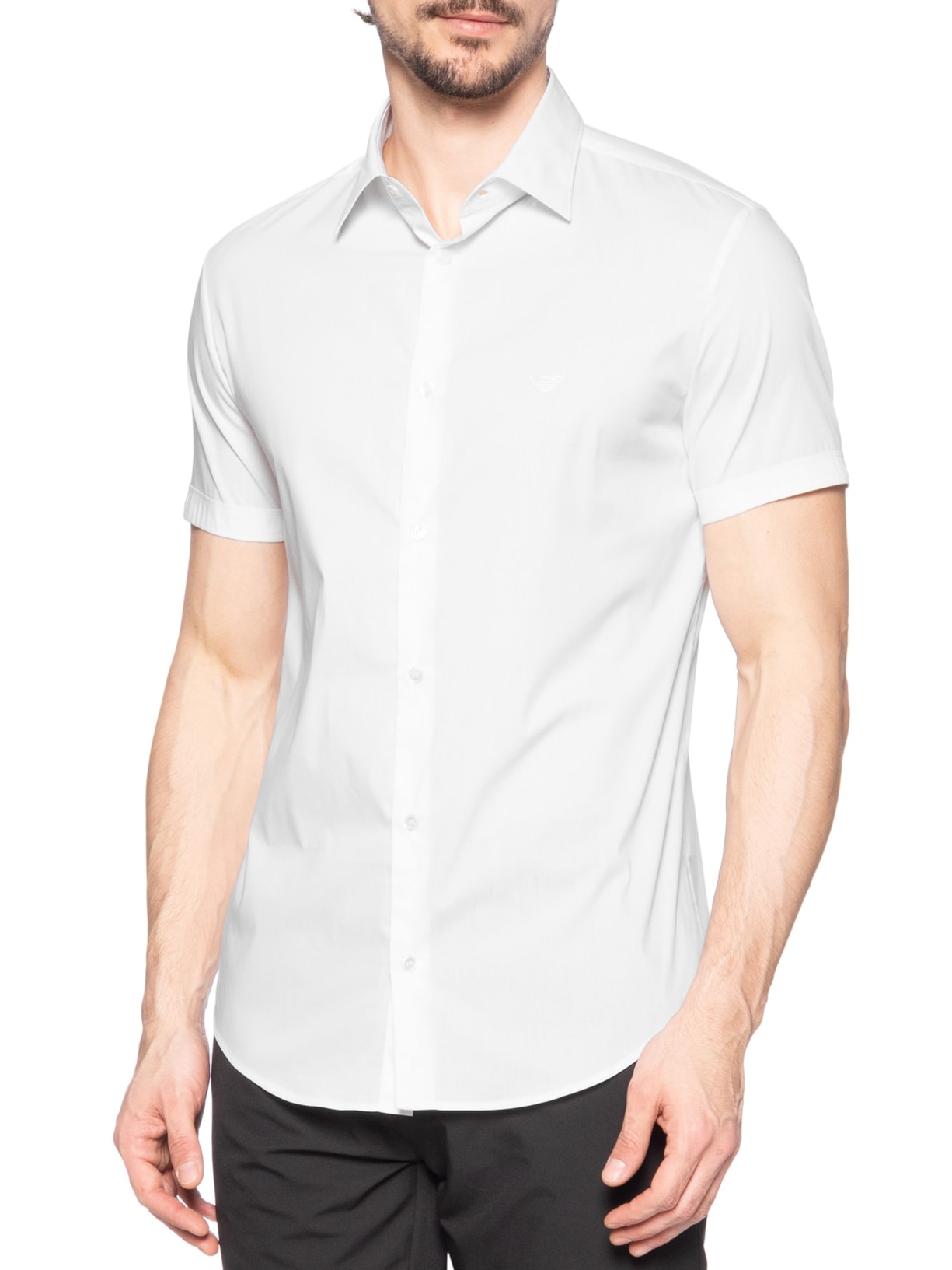 Camisa Masculina Manga Curta Logo Branco Emporio Armani