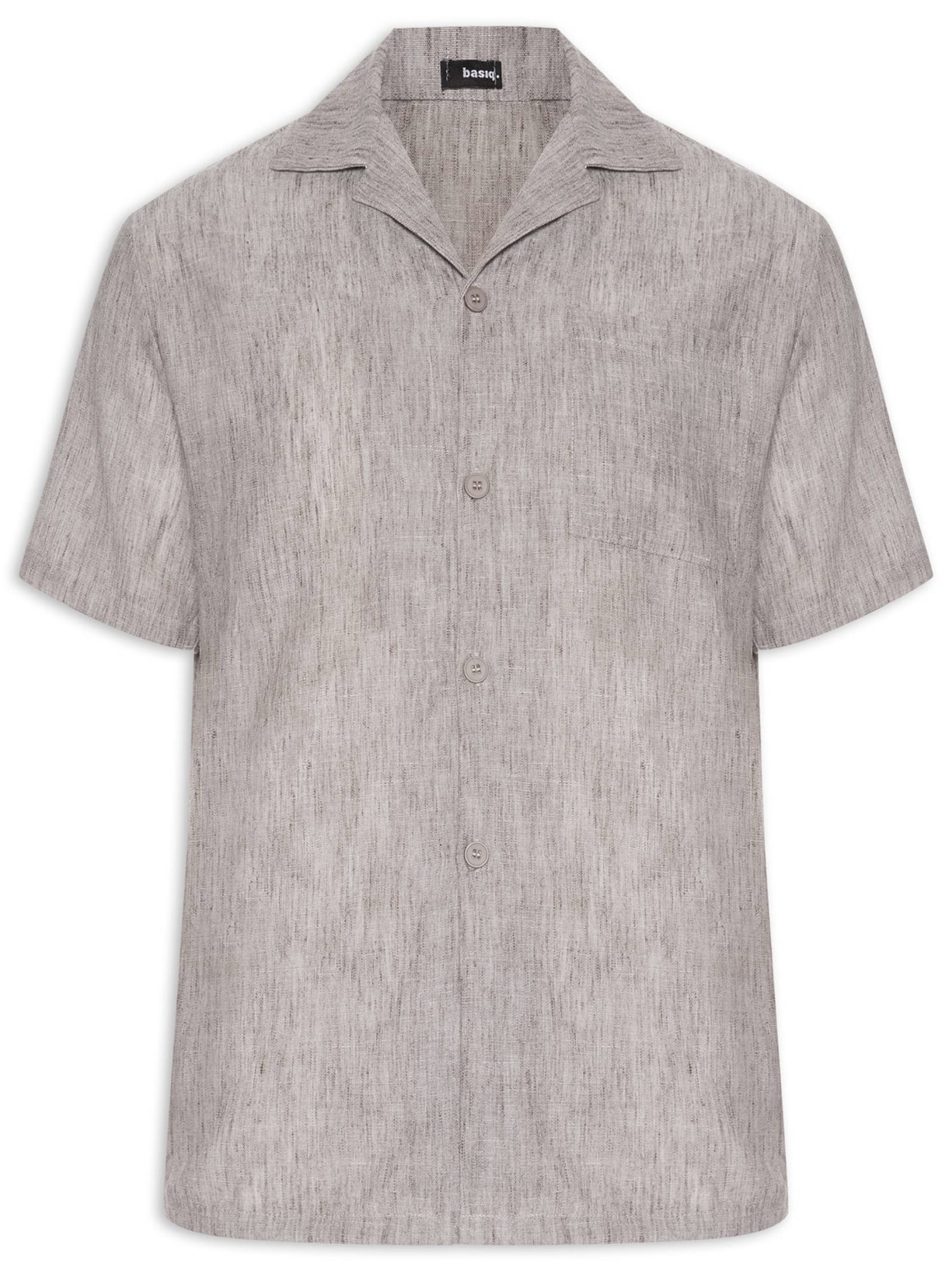Camisa Masculina Manga Curta Marrom Basiq Men