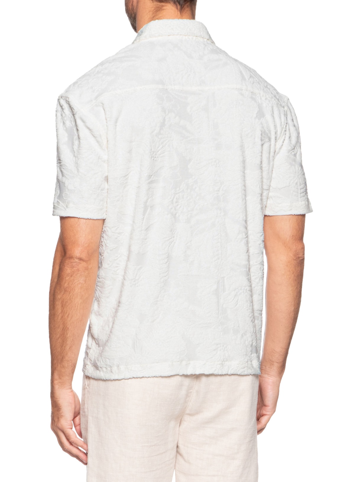 Camisa Masculina Manga Curta Nature Jacquard Atoalhado Branco Osklen