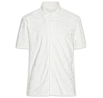 Camisa Masculina Manga Curta Nature Jacquard Atoalhado - Branco