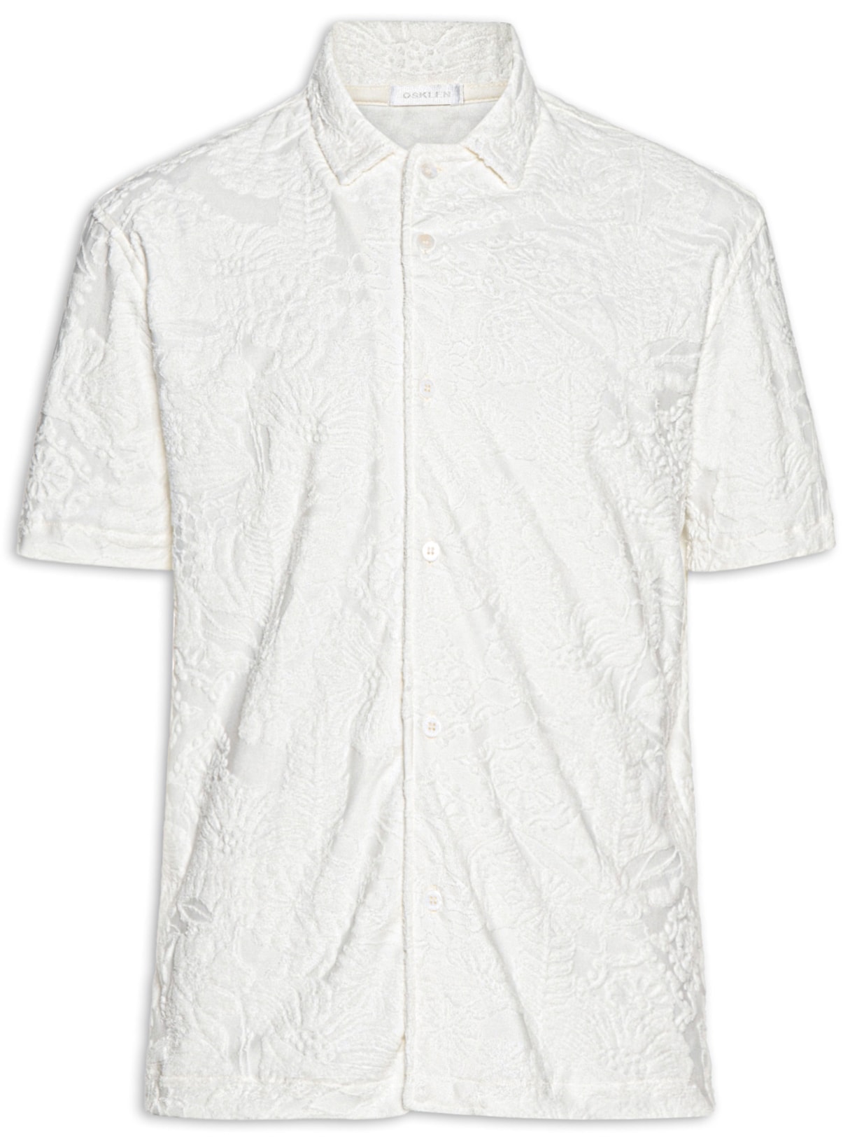 Camisa Masculina Manga Curta Nature Jacquard Atoalhado - Branco