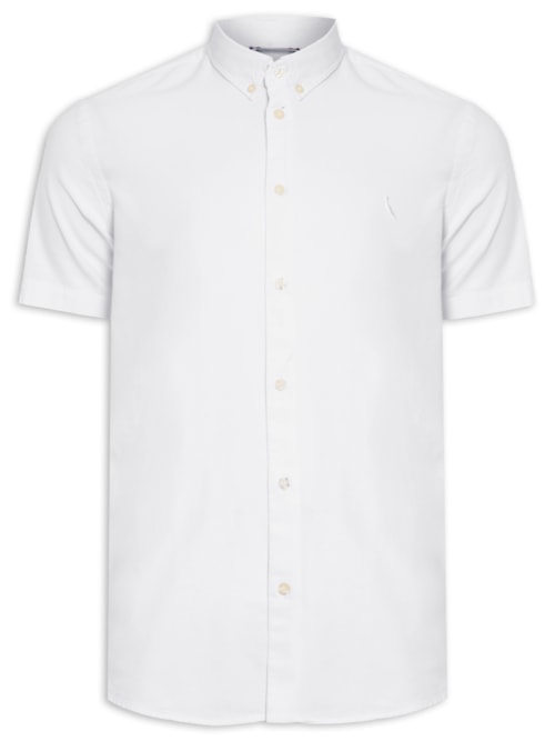 Camisa Masculina Manga Curta Oxford Color - Branco