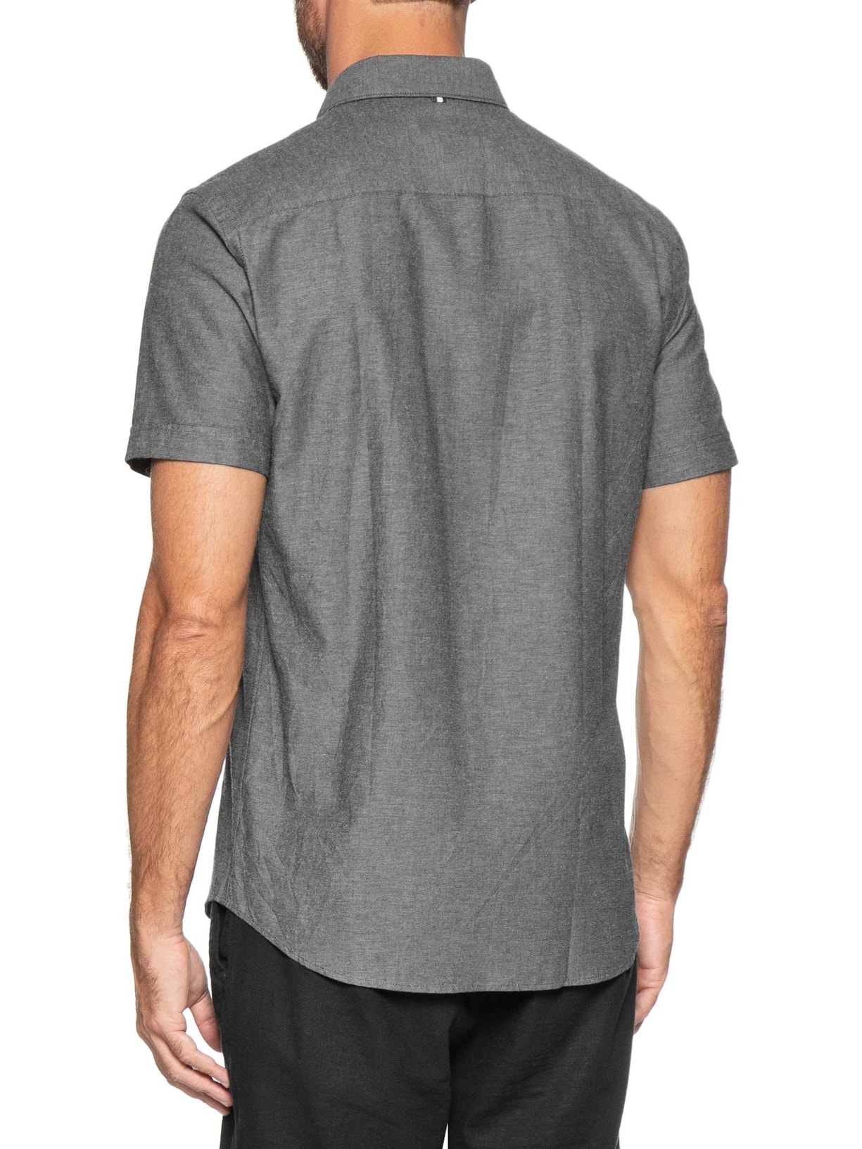 Camisa Masculina Manga Curta Oxford Color Preto Reserva