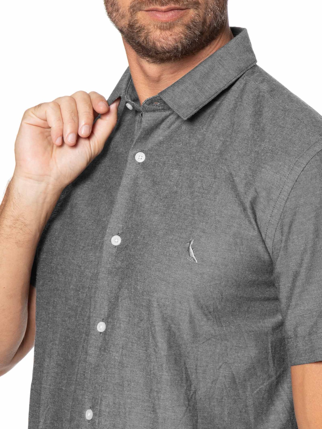 Camisa Masculina Manga Curta Oxford Color Preto Reserva