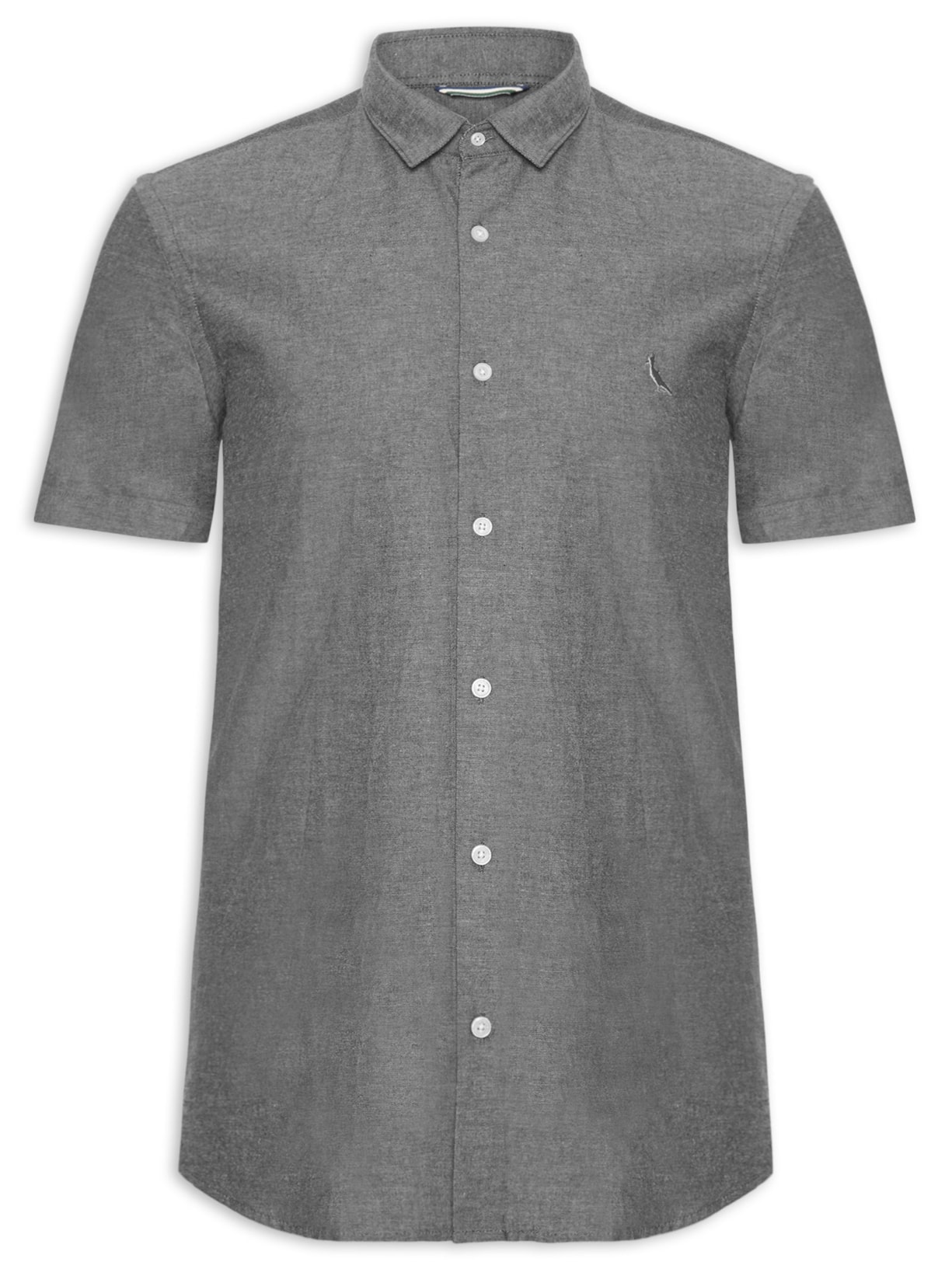 Camisa Masculina Manga Curta Oxford Color - Preto