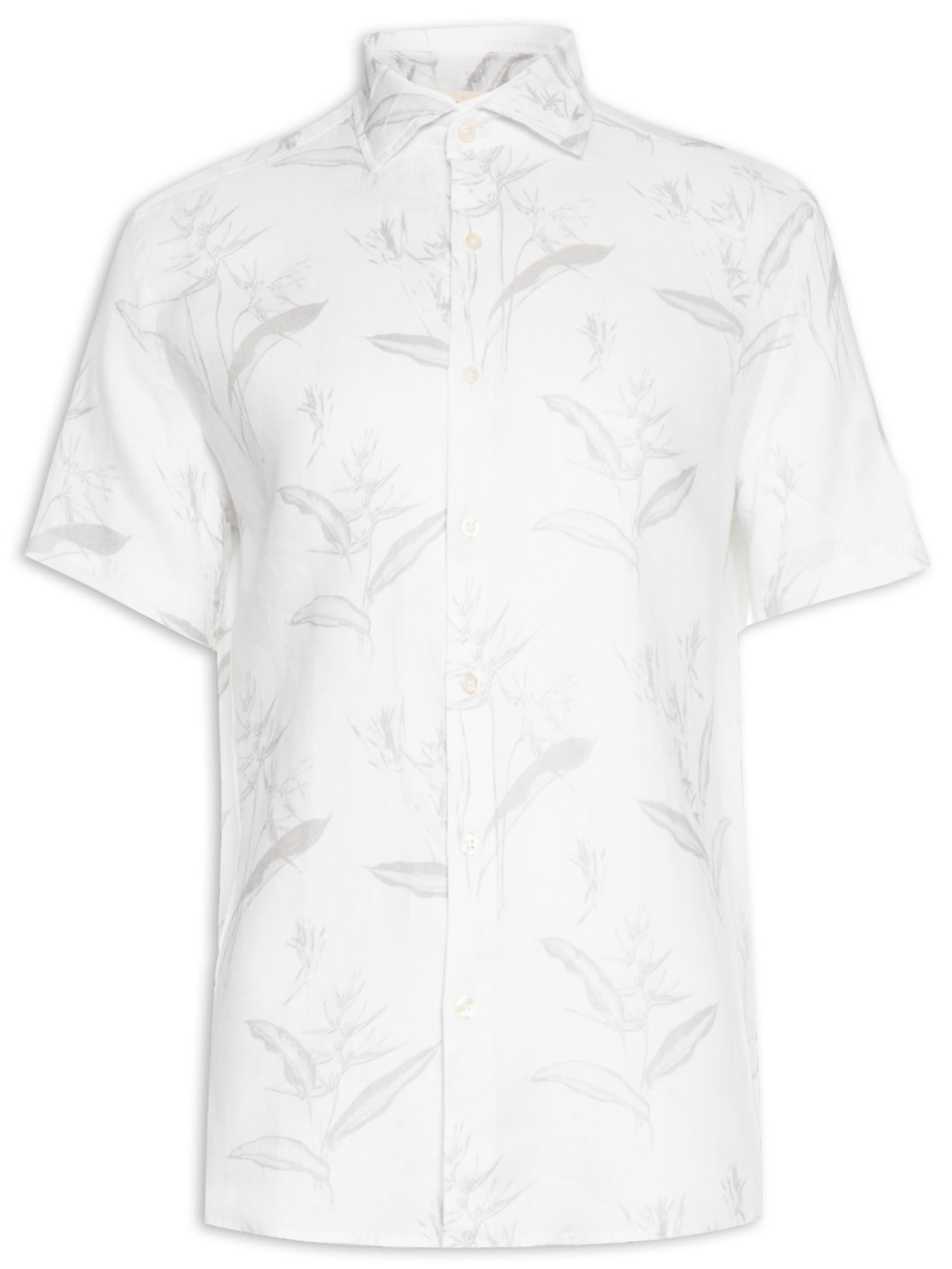 Camisa Masculina Manga Curta Puro Linho Búzios - Branco
