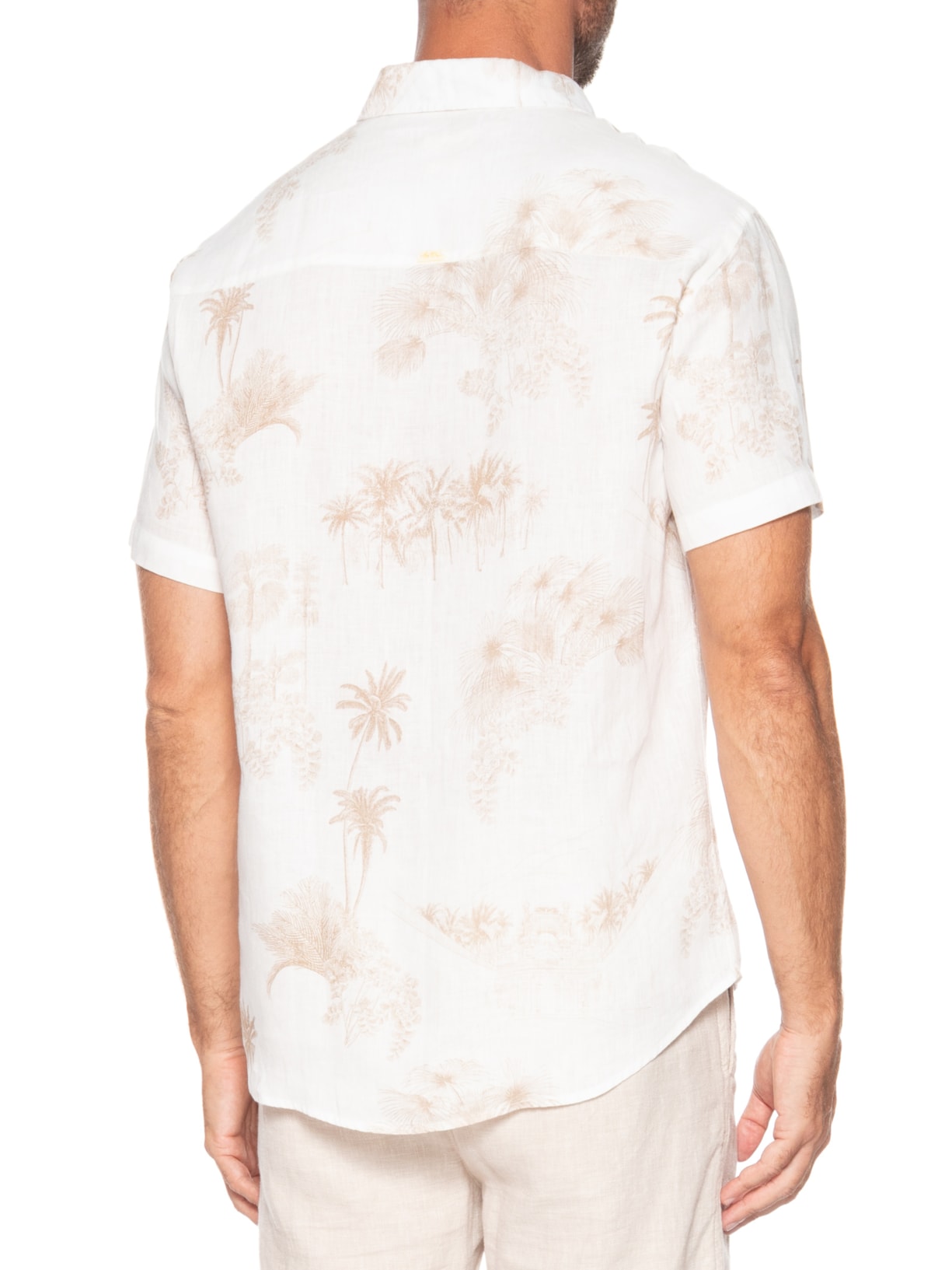 Camisa Masculina Manga Curta Puro Linho Off White Foxton