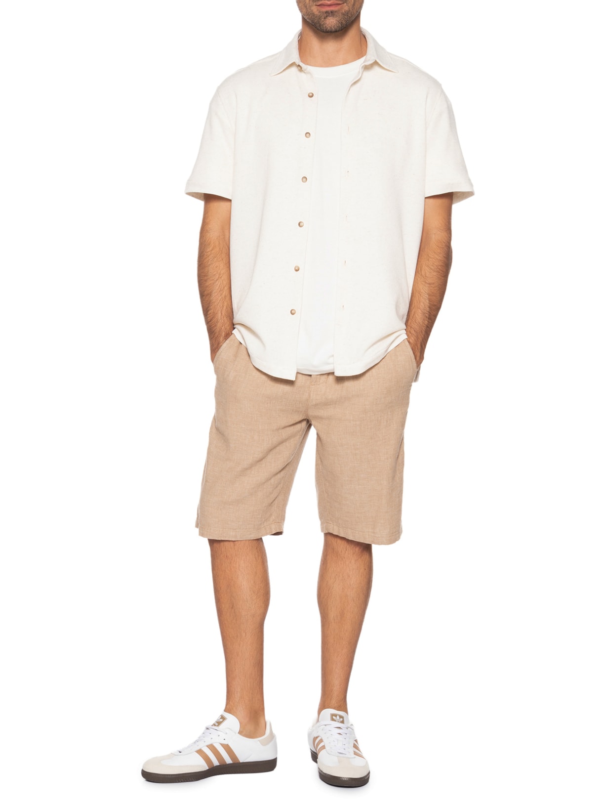 Camisa Masculina Manga Curta Quadrile Branco Zapalla