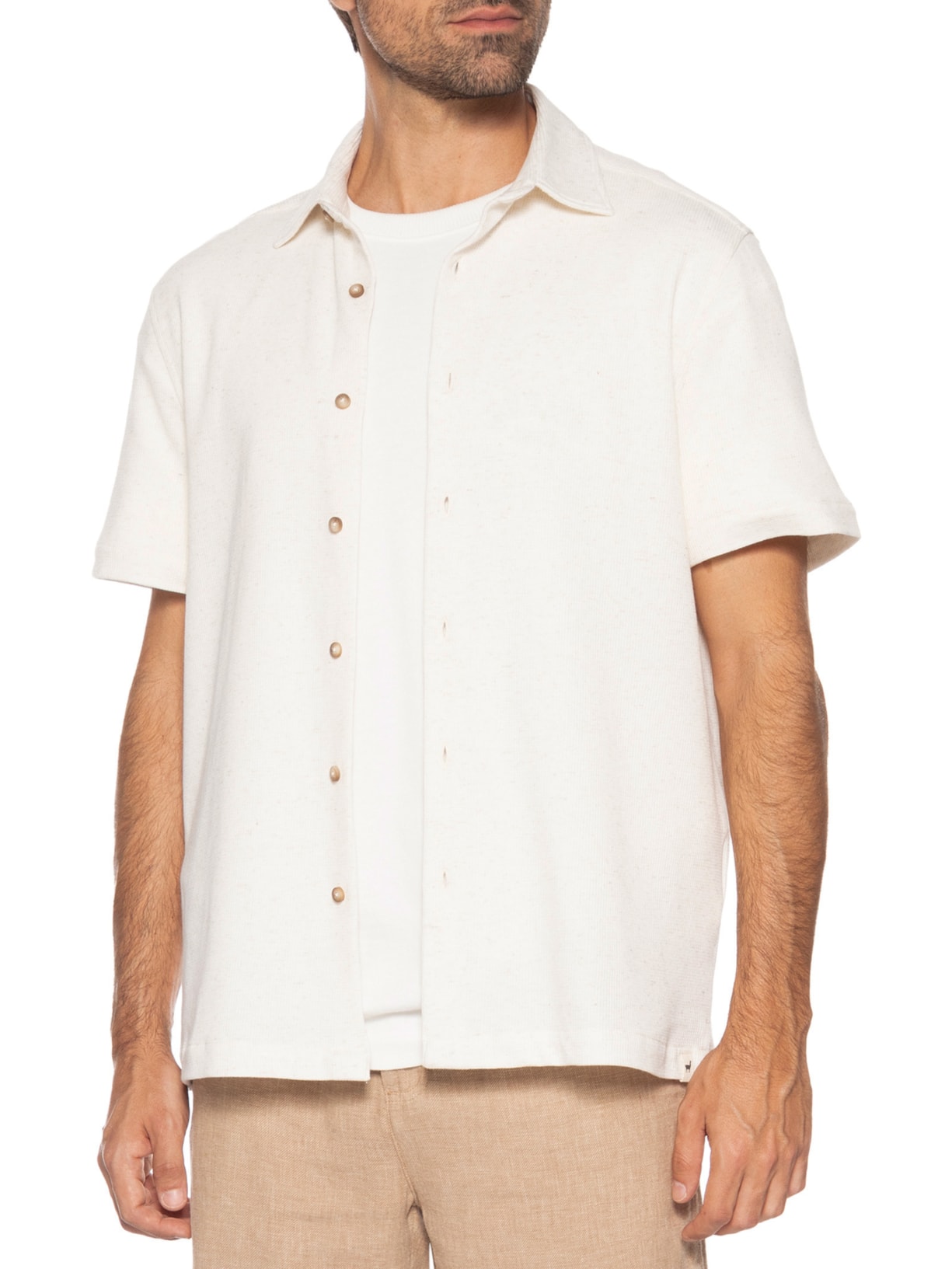 Camisa Masculina Manga Curta Quadrile Branco Zapalla