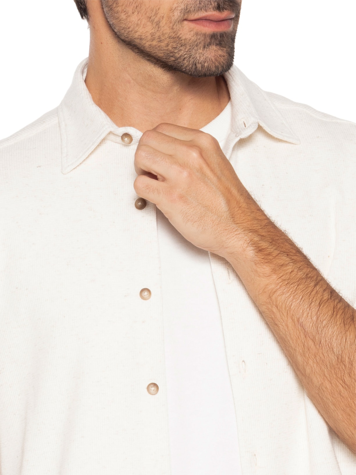 Camisa Masculina Manga Curta Quadrile Branco Zapalla