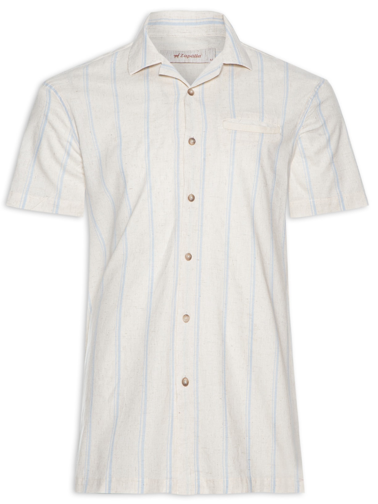 Camisa Masculina Manga Curta Rústica Listras Turista - Bege