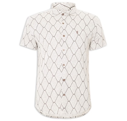Camisa Masculina Manga Curta Rústica Waves - Bege