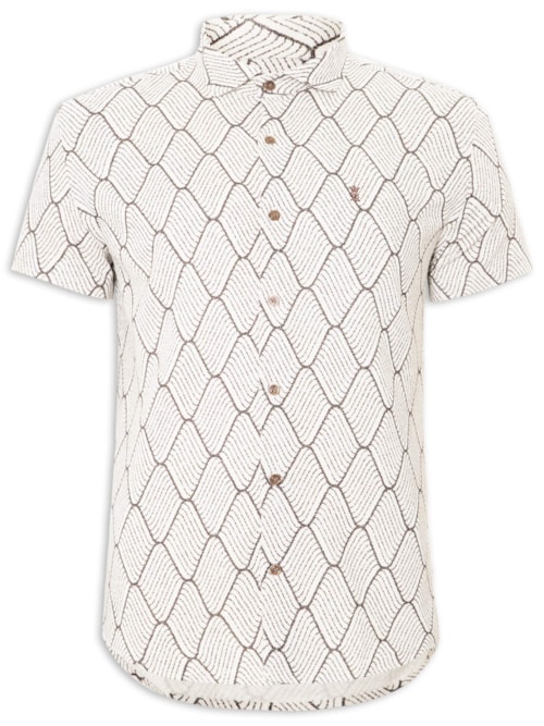 Camisa Masculina Manga Curta Rústica Waves – Bege