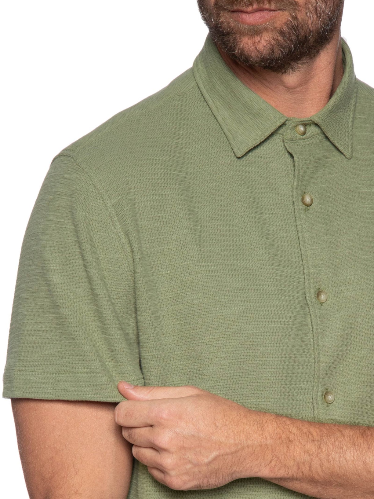 Camisa Masculina Manga Curta Textura Verde Zapalla