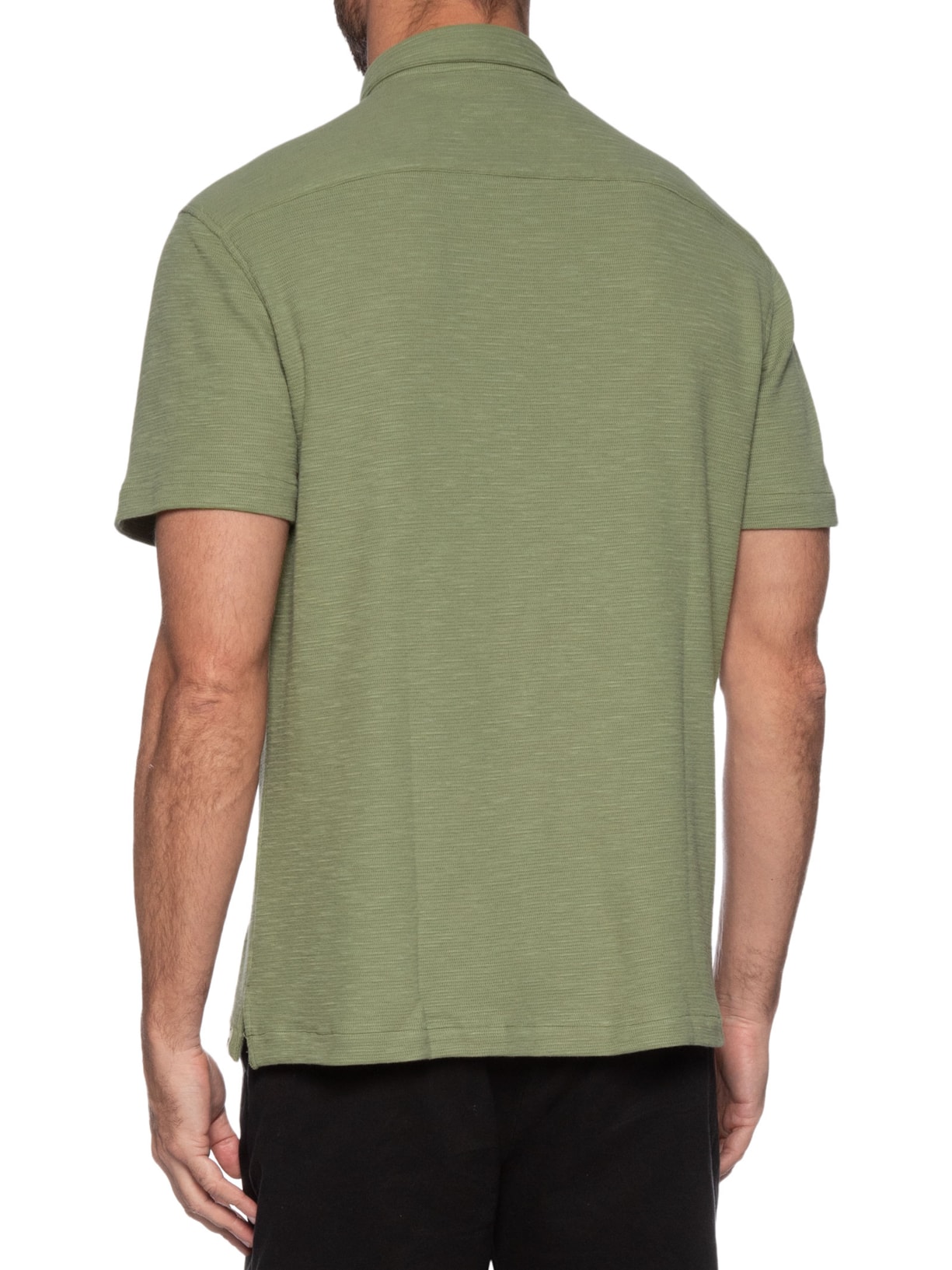Camisa Masculina Manga Curta Textura Verde Zapalla