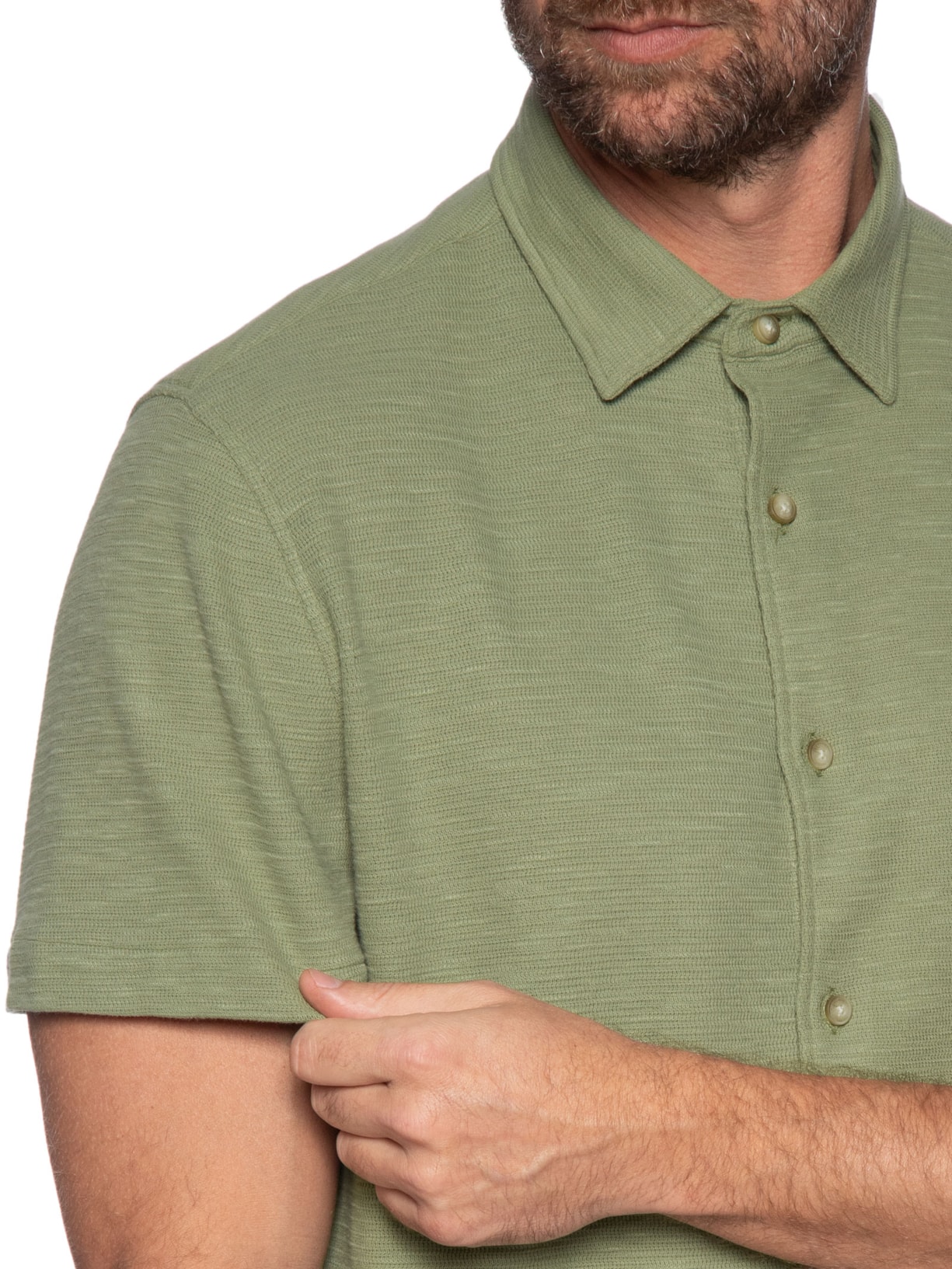 Camisa Masculina Manga Curta Textura Verde Zapalla