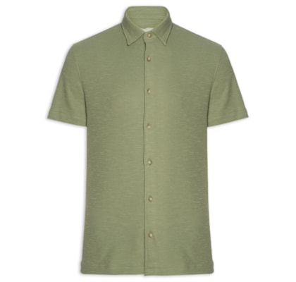 Camisa Masculina Manga Curta Textura - Verde