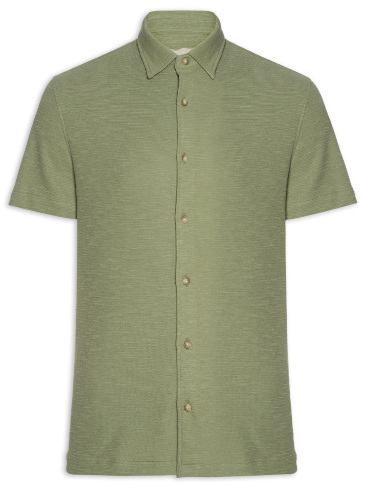 Camisa Masculina Manga Curta Textura - Verde