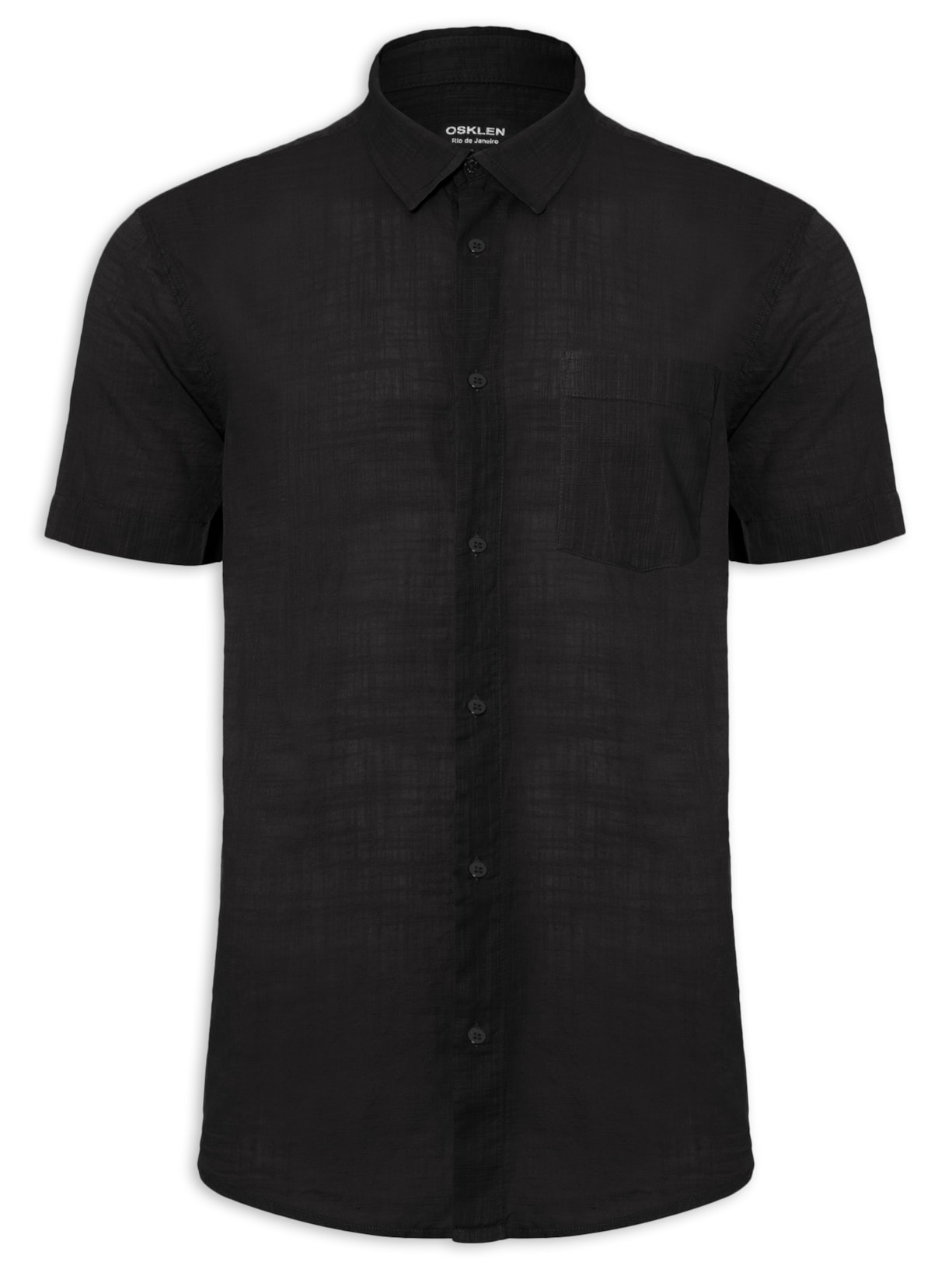 Camisa Masculina Manga Curta Texture Color - Preto