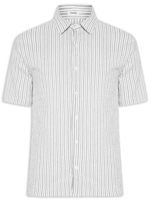 Camisa Masculina Manga Curta Texturizada - Branco