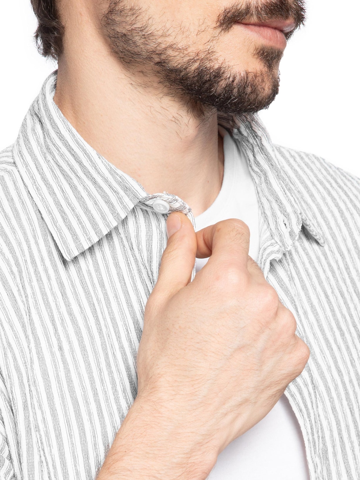 Camisa Masculina Manga Curta Texturizada Branco Basiq Men