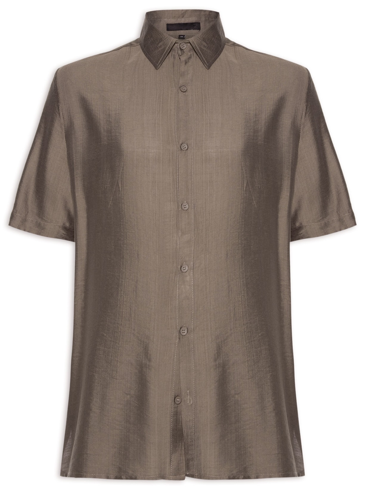 Camisa Masculina Manga Curta Texturizada - Marrom