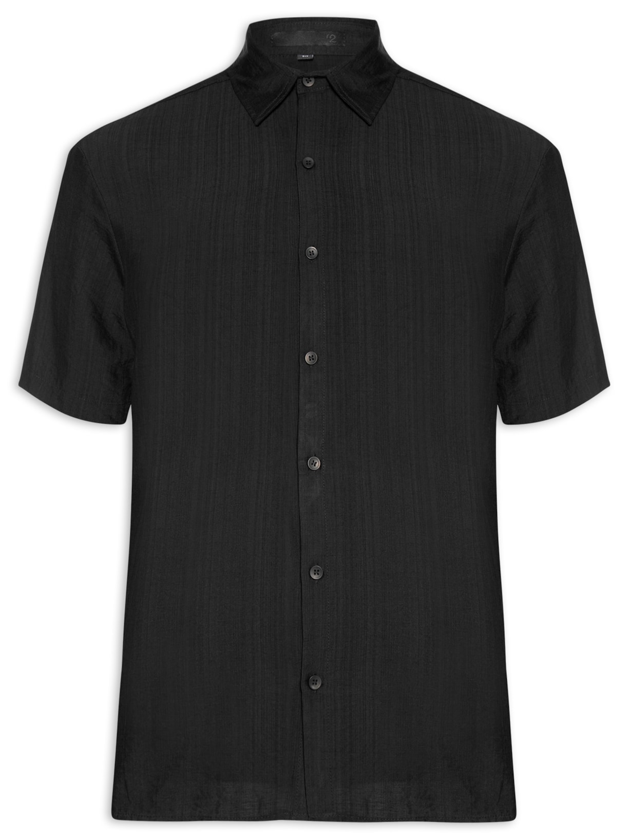 Camisa Masculina Manga Curta Texturizada - Preto