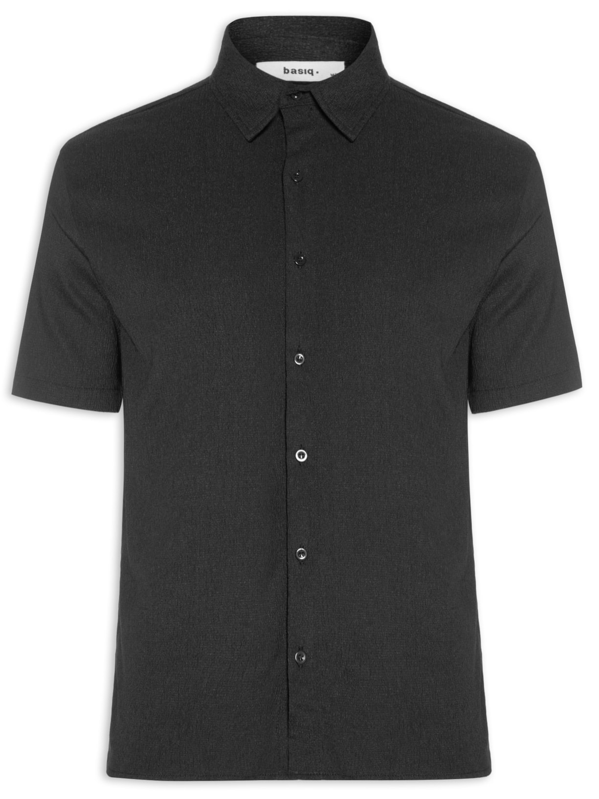 Camisa Masculina Manga Curta Texturizada Preto Basiq Men