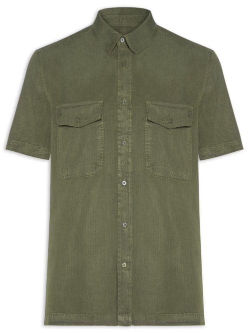 Camisa Masculina Manga Curta Used Utility – Verde
