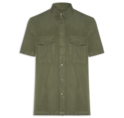 Camisa Masculina Manga Curta Used Utility – Verde