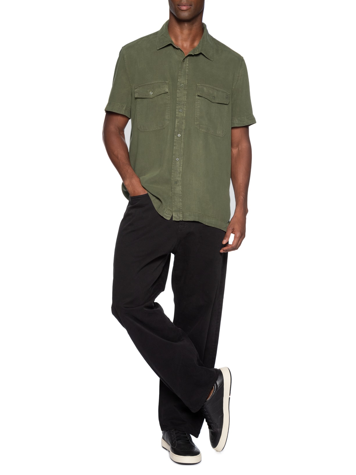 Camisa Masculina Manga Curta Used Utility – Verde Osklen