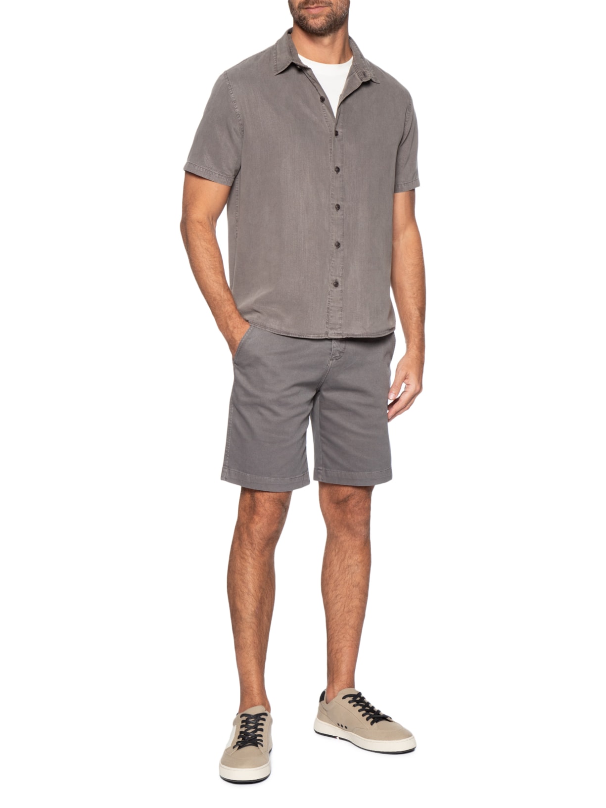 Camisa Masculina Manga Curta Uyuni Cinza Austral