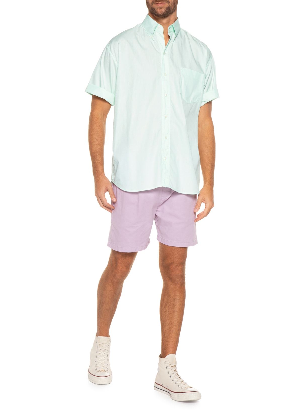 Camisa Masculina Manga Curta Verde Torinno