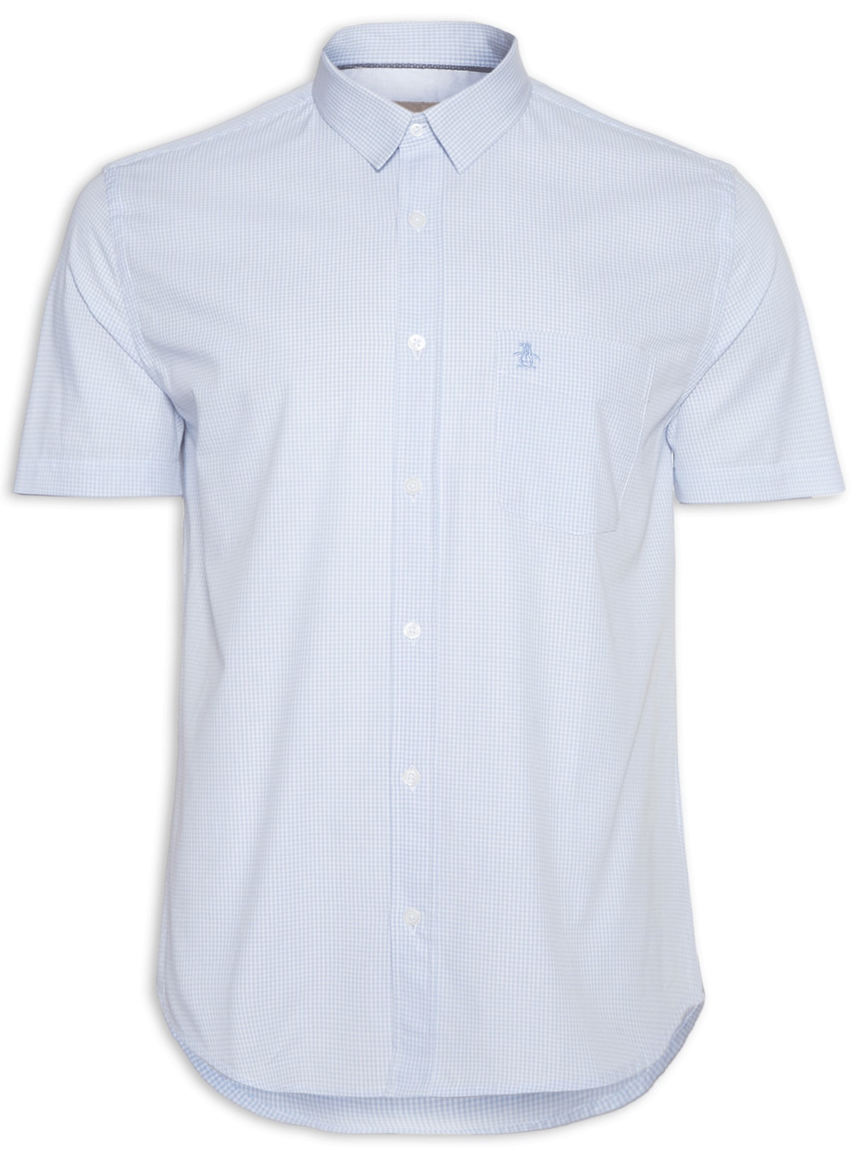 Camisa Masculina Manga Curta Vichy Original - Azul Claro