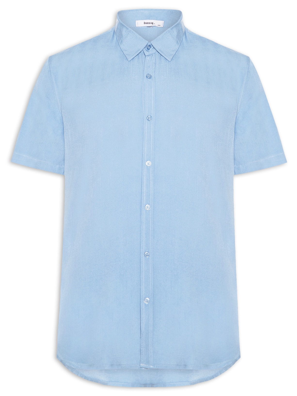Camisa Masculina Manga Curta Viscose Azul Basiq Men